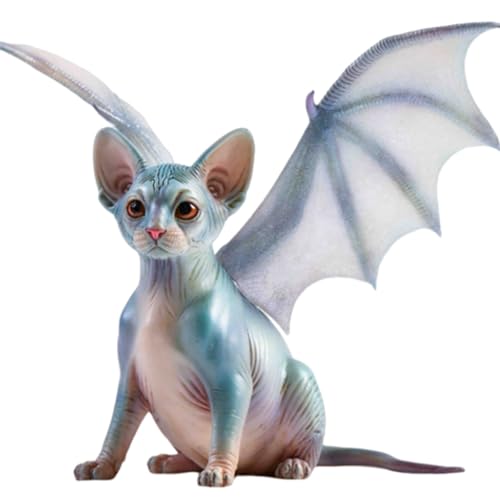 Figurine de chat de collection JXK : chat chauve-souris Sphynx, peinte à la main avec expertise, réaliste, en résine sûre, figurine animale miniature à l'échelle 1:6