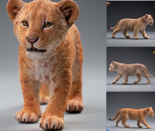Figura de león coleccionable JXK: Simba y Nana, pintada a mano por expertos, realista, resina segura, miniatura a escala 1:6