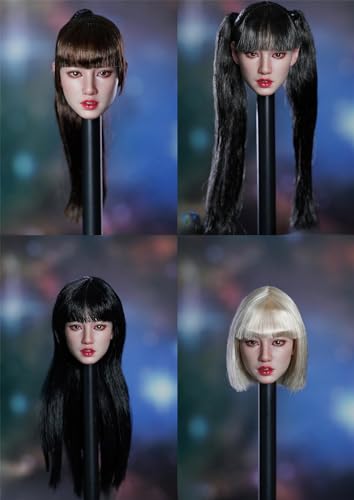 Super Duck 1:6 Scale Female Head Sculpt, Kpop Star Girl Head Sculpture for 12-inch Action Figures