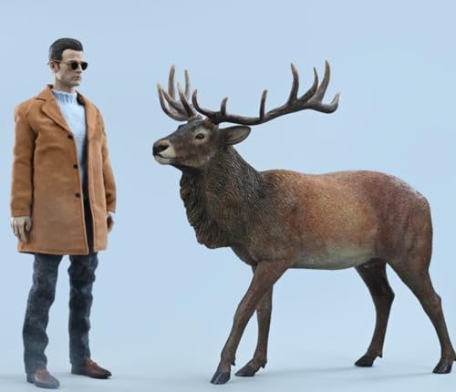 Figura de ciervo coleccionable JXK: reno, pintada a mano por expertos, realista, de resina segura, miniatura a escala 1:6.