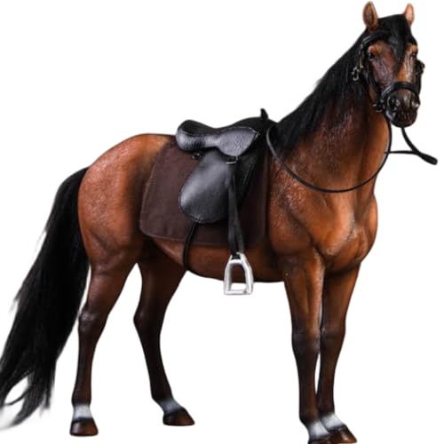 Figura de caballo coleccionable JXK: Caballo de sangre caliente, pintado a mano por expertos, resina realista y segura, miniatura a escala 1:12.