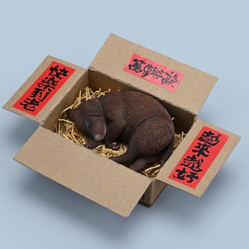 Figura de perro coleccionable JXK: Labrador en posición de dormir, pintada a mano por expertos, resina realista y segura, miniatura a escala 1:4.