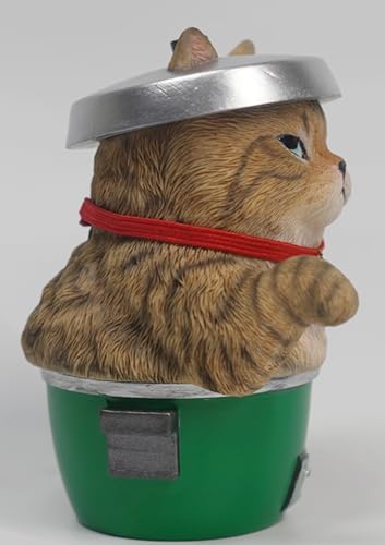 JXK Collectible Cat Figure: Damo Lucky Cat, Expertly Hand-Painted, Lifelike, Safe Resin, 1:12 Scale Miniature Animal Figurine