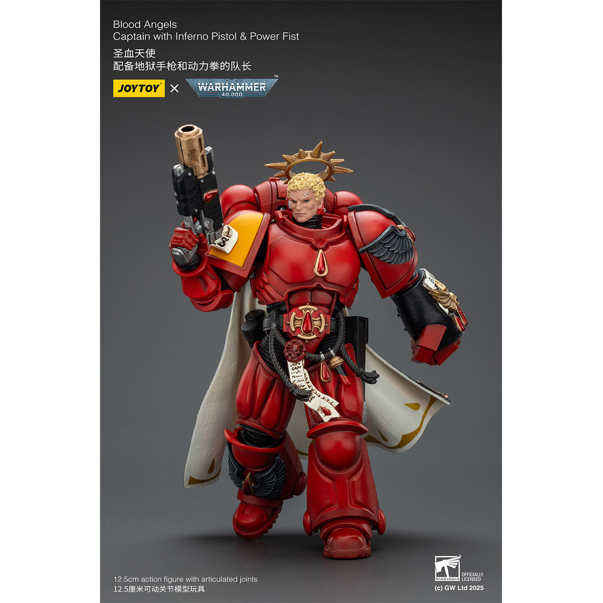 (Only Shipped to the US) JOYTOY Warhammer 40,000 Blood Angels Captain with Inferno Pistol & Power Fist JT01772 1/18 Scale Action Figure