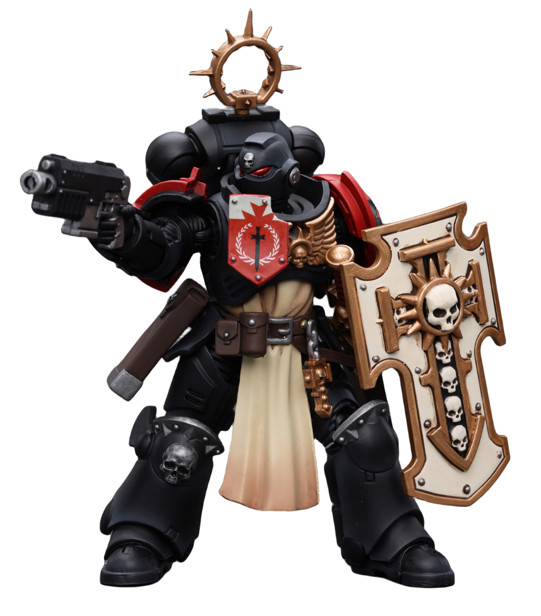 Figurine de collection JoyToy Warhammer 40K : Primaris Space Marines Black Templars Bladeguard Veteran, échelle 1:18, figurines articulées JT2801 (Black Templars JT2801)