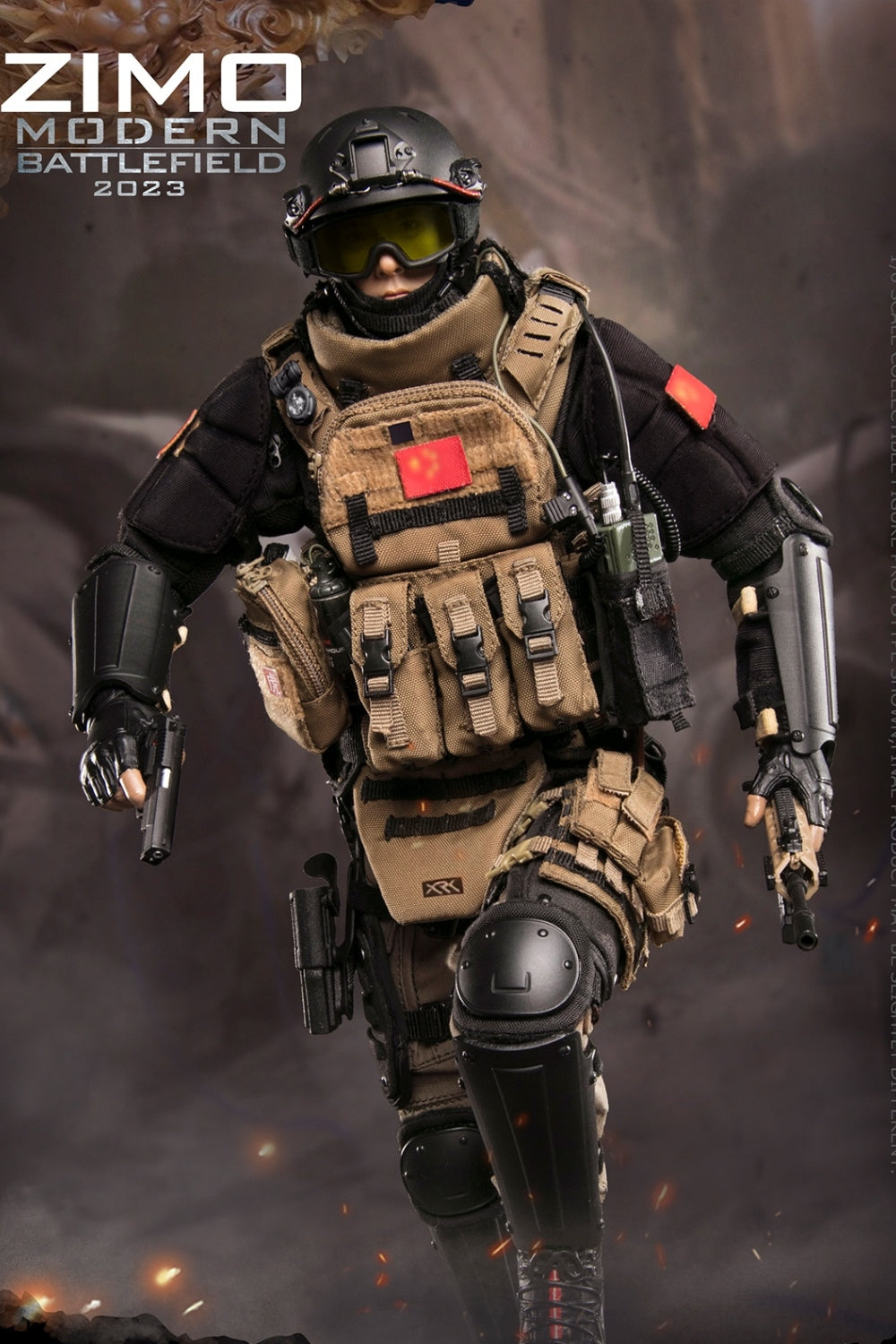 Figura coleccionable Flagset: Modern Battlefield, End War Ghost, Zimo, estilo militar, figura de acción masculina en miniatura a escala 1:6 FS73049