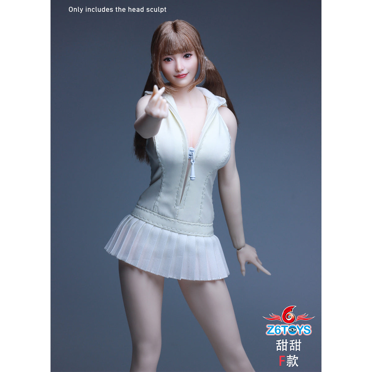 Z6TOYS Asian Movable-Eye Smiling Female Tiantian ZC021 Head Sculpt Accessory 1/6 Scale Fit Action Figure