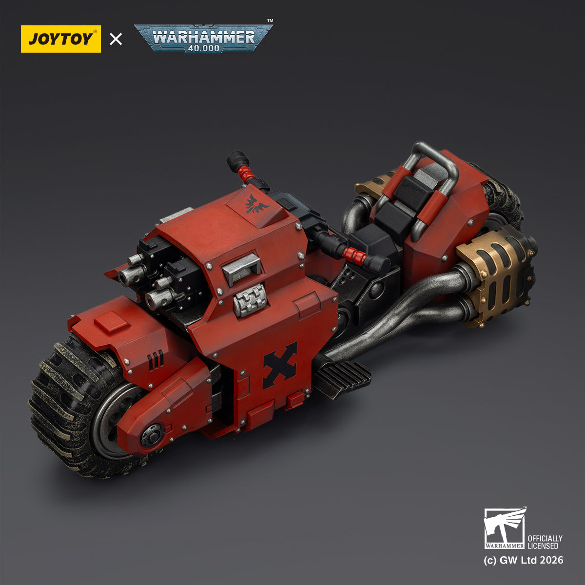 JOYTOY Warhammer 40K Raven Guard/Space Wolves/Blood Angels Raider-pattern Combat Bike with twin-linked bolt rifles (JT03776) 1/18 Scale Action Figure Vehicle Set