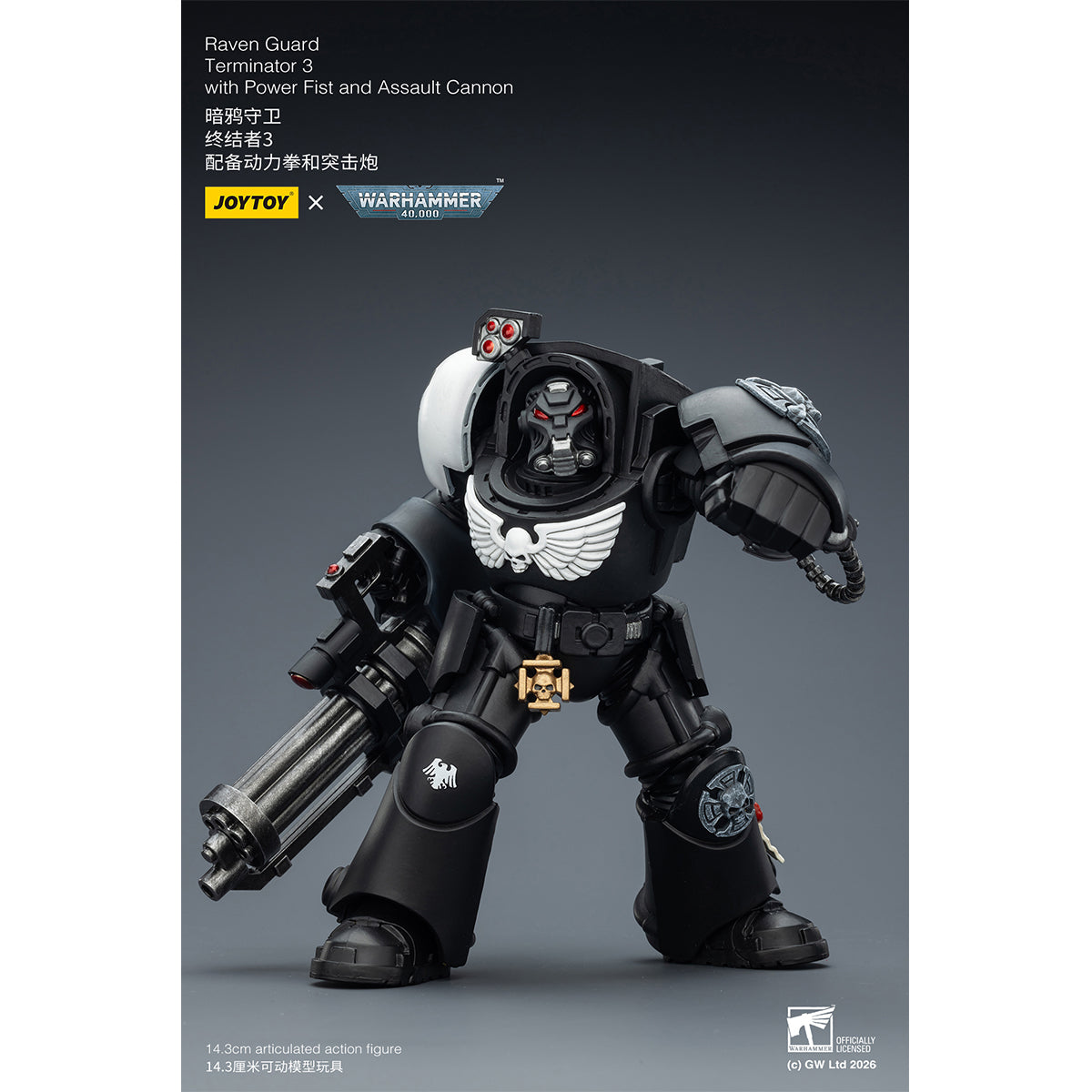 JOYTOY Warhammer 40,000 Raven Guard Terminator with Power Fist and Assault Cannon & with Power Fist and Storm Bolter & with Power Sword and Storm Bolter Action Figure