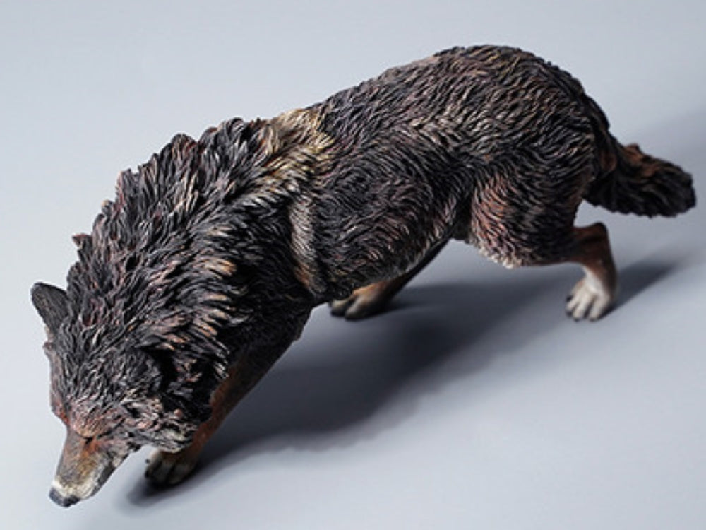 JXK Collectible Wolf Figure: North American Gray Wolf, Expertly Hand-Painted, Lifelike, Safe Resin, 1:6 Scale Miniature Animal Figurine