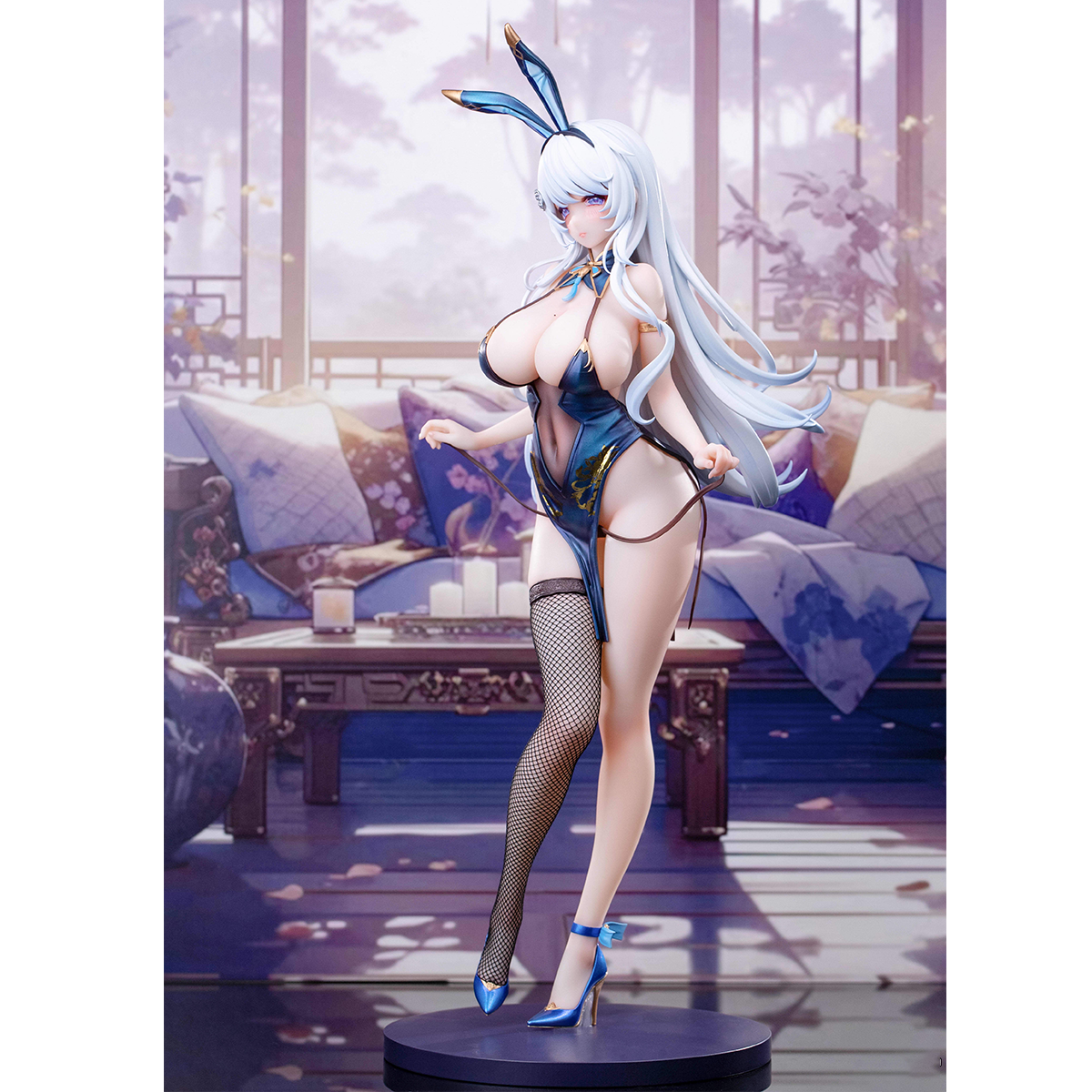 (Only Shipped to the US) Hapitopi 1/6 Scale Real Fishnet Stockings Tracking Eyes Thermochromic Paint Victorious Bunny Girl Anime Figurine Age 15+