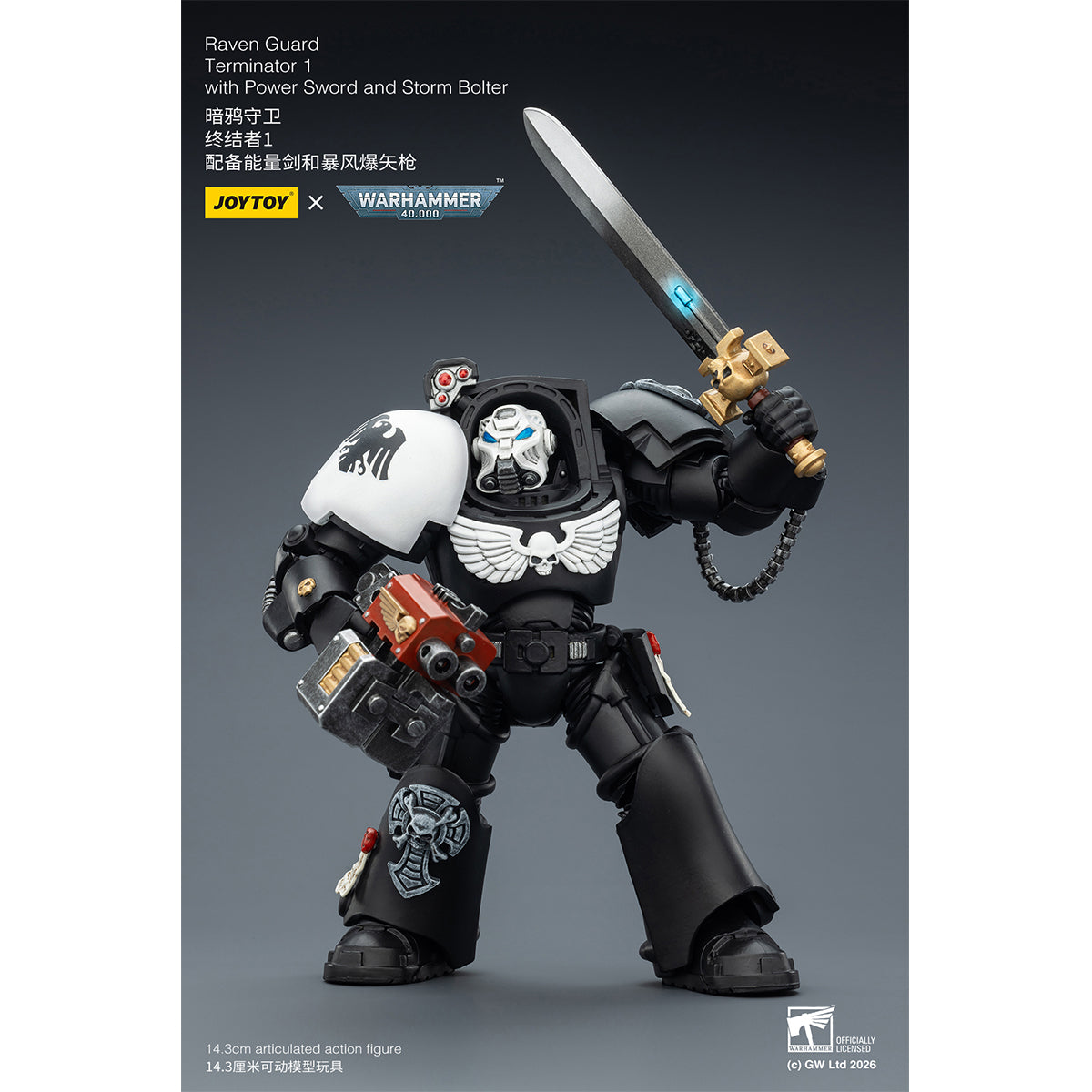 JOYTOY Warhammer 40,000 Raven Guard Terminator with Power Fist and Assault Cannon & with Power Fist and Storm Bolter & with Power Sword and Storm Bolter Action Figure