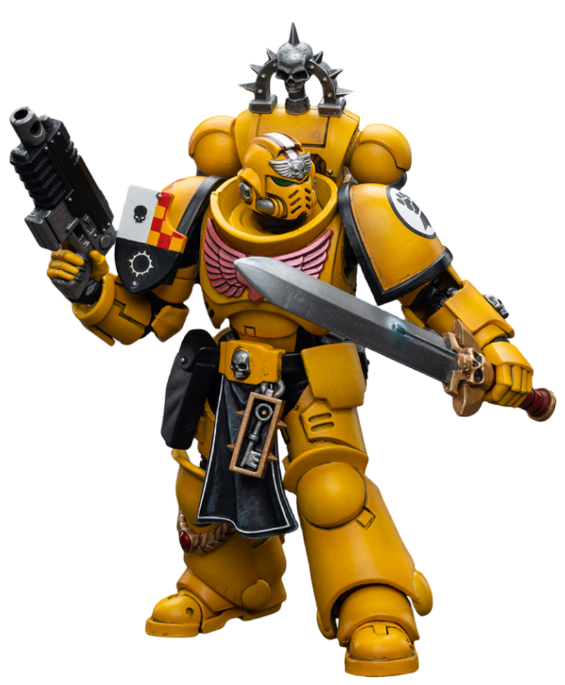 Figurine de collection JoyToy Warhammer 40K : Lieutenant Imperial Fists avec épée énergétique, échelle 1:18