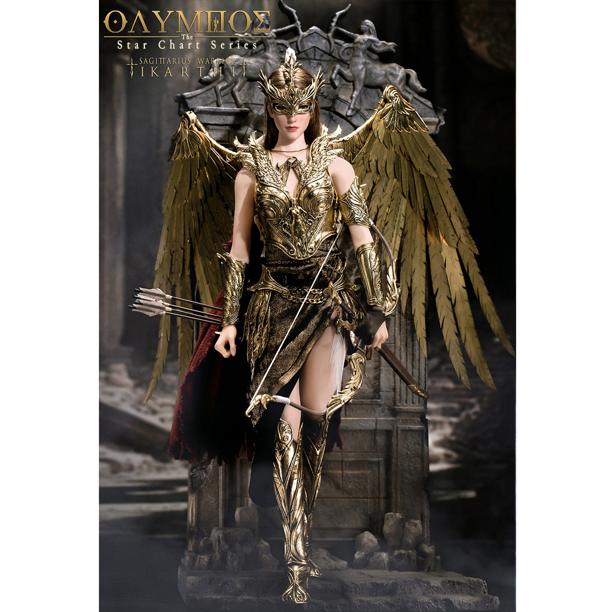 POP COSTUME, Olympus-The Star Chart Series, Sagittarius Warrior Ikarti Action Figures & Roman Ruins Scene Base