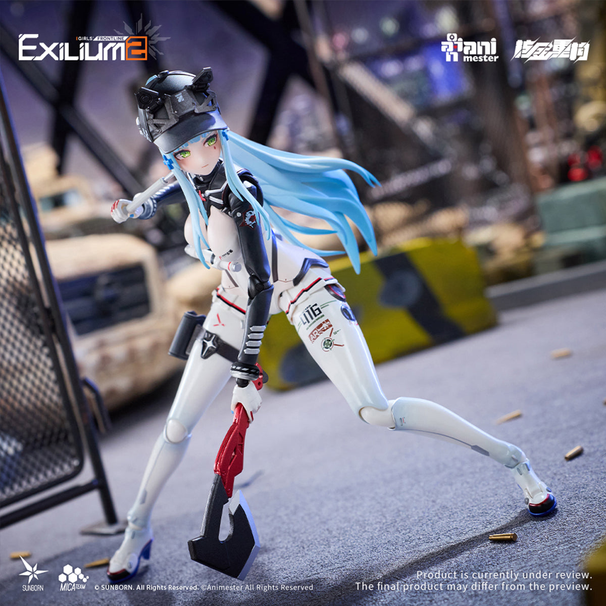 Animester Girls' Frontline 2: Exilium Klukai Action Figure Set with Motorcycle Vehicle 1/12 Scale