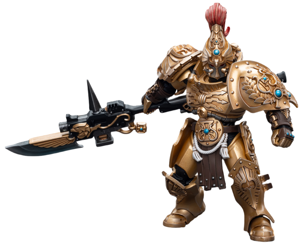 Figurine de collection JoyToy Warhammer 40K : Black Templars Primaris Initiate Brother Raemont, échelle 1:18 (Gardien avec lance de gardien)