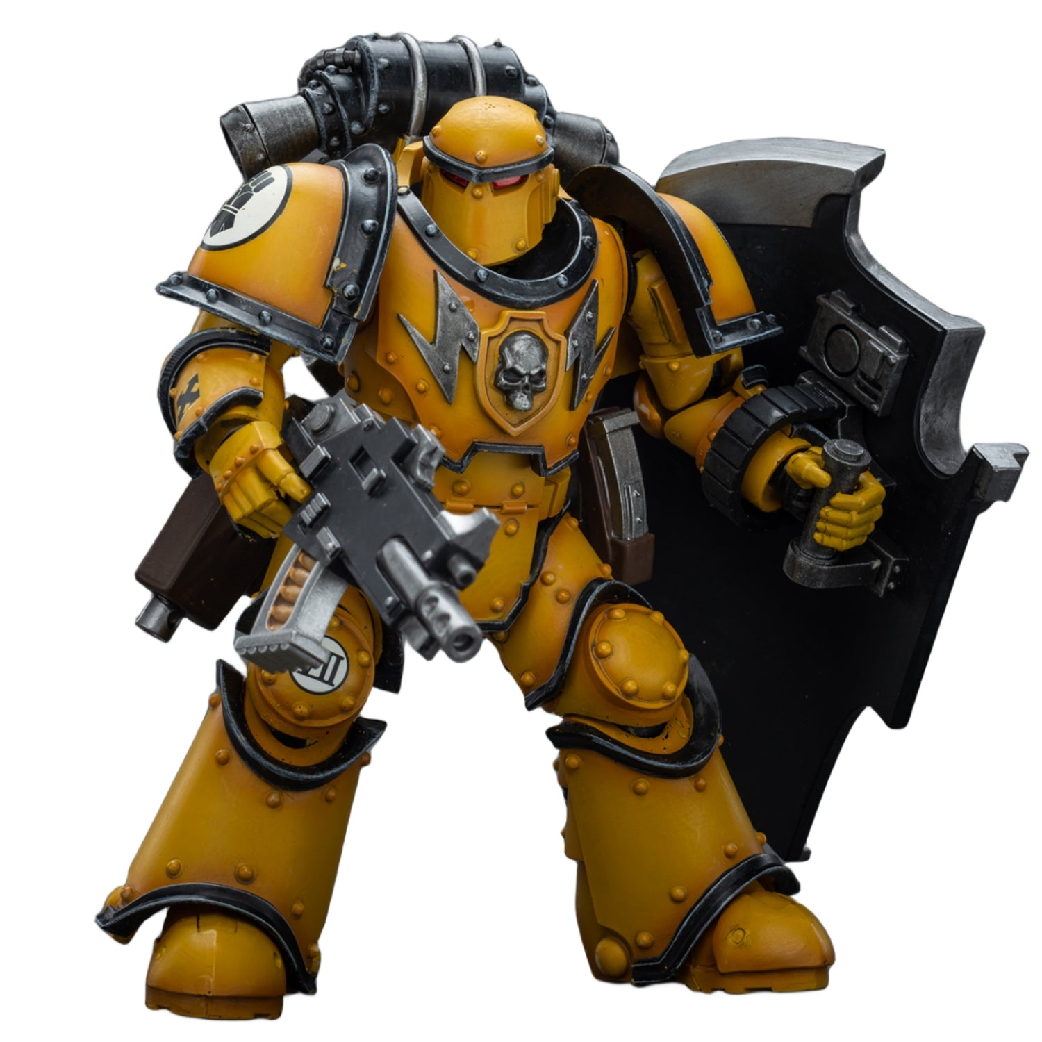 Figurine de collection JoyToy Warhammer The Horus Heresy : Imperial Fists Legion MkIII Breacher Squad Legion Breacher avec pistolet à gravitons, échelle 1:18, figurines d'action JT9114