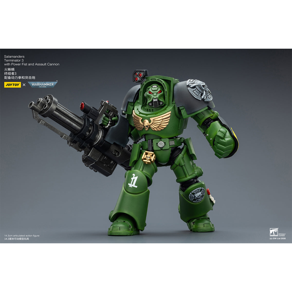 JOYTOY Warhammer 40,000 Salamanders Terminator with Power Fist and Assault Cannon & with Power Fist and Storm Bolter & with Power Sword and Storm Bolter Action Figure