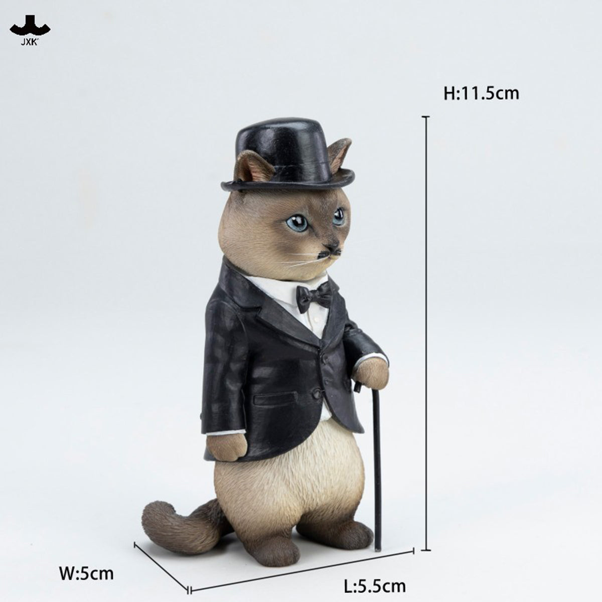 JXK Chaplin Cat (JXK344) Static Expertly Hand-Painted Lifelike Animal Figurine