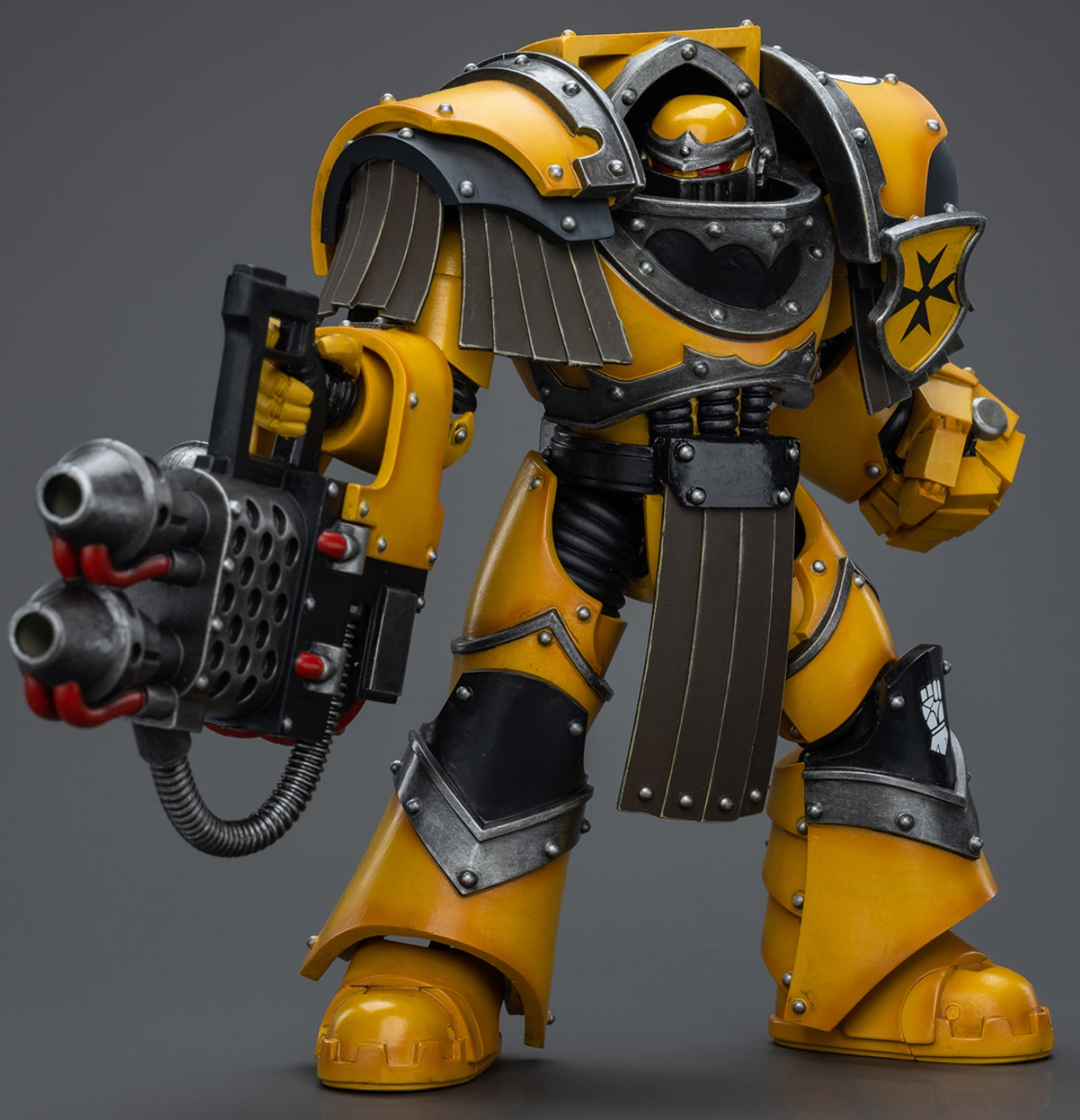 Figurine de collection JoyToy Warhammer The Horus Heresy : Imperial Fists Legion Cataphractii Terminator Squad Legion Cataphractii avec lance-flammes lourd, échelle 1:18, JT9381