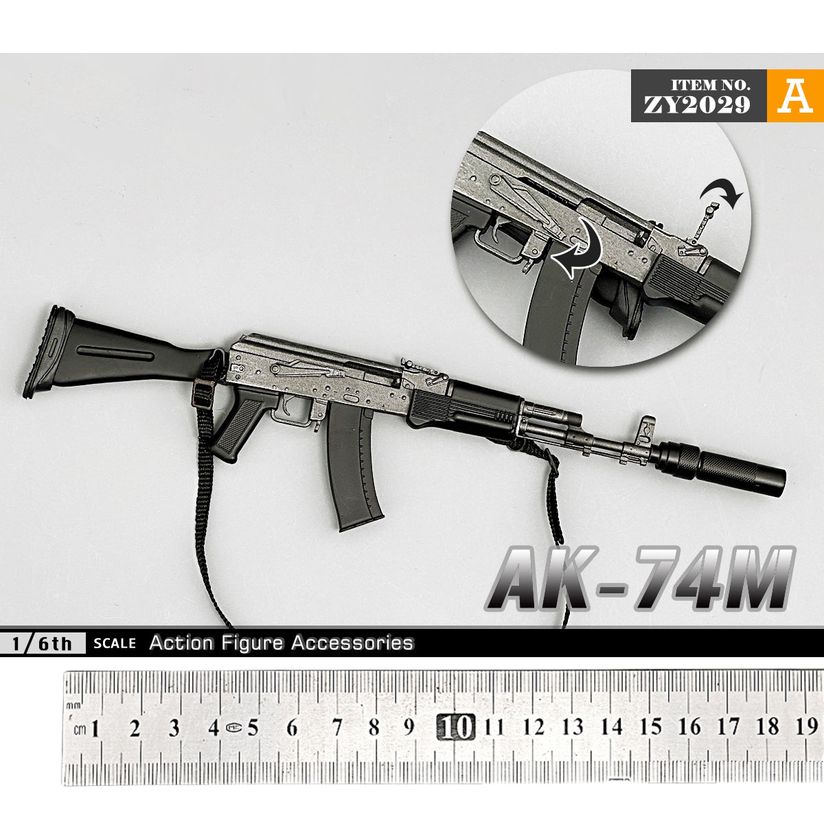 ZYTOYS, AK74M Russian Assault Rifle, Doll Accessory for 12-inches Action Figurine