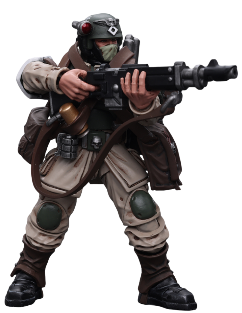 JoyToy Warhammer 40K Figurine de collection : Astra Militarum Cadian Command Squad Veteran avec Medi-Pack figurines à l'échelle 1:18 JT7943