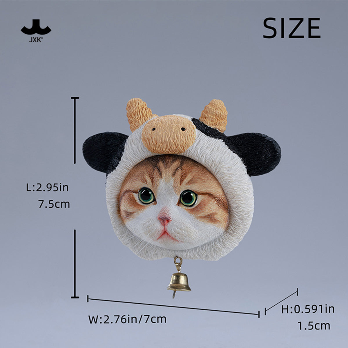 JXK, Cute Cat in Milk Cow Hat Magnet, Static Expertly Hand-Painted Lifelike Animal Figurine