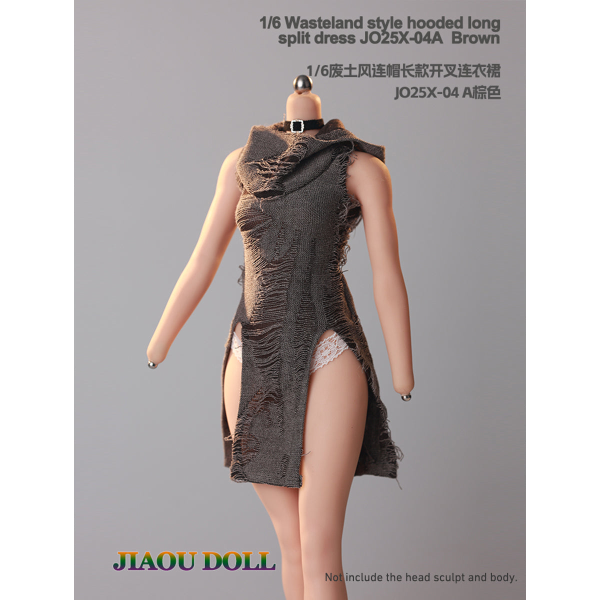 JIAOUDOLL Ruched Post-Apocalyptic Style Long Dress JO25X-04 Doll Clothes Accessory Fit 1/6 Scale 12-inches Figure