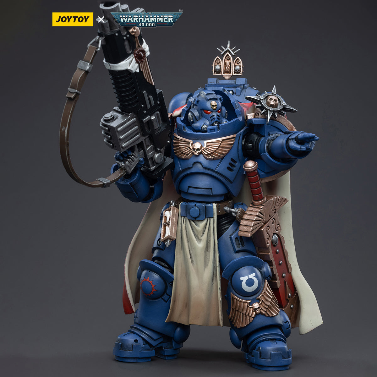 JOYTOY Warhammer 40,000 Ultramarines Captain with Master-crafted Heavy Bolt rifle JT3556 1/18 Scale Action Figure