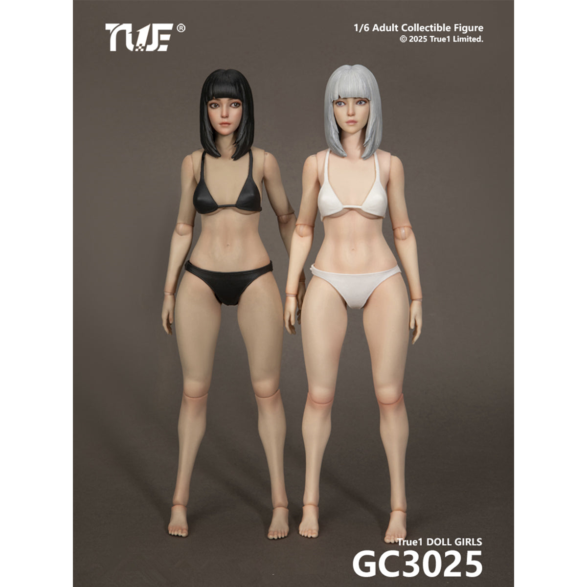 TBLeague Female Articulated Joints Black Hair Light-Suntan Skined & Gray Hair Pale-Skined with Head Sculpt 1/6 Scale Action Figure Body