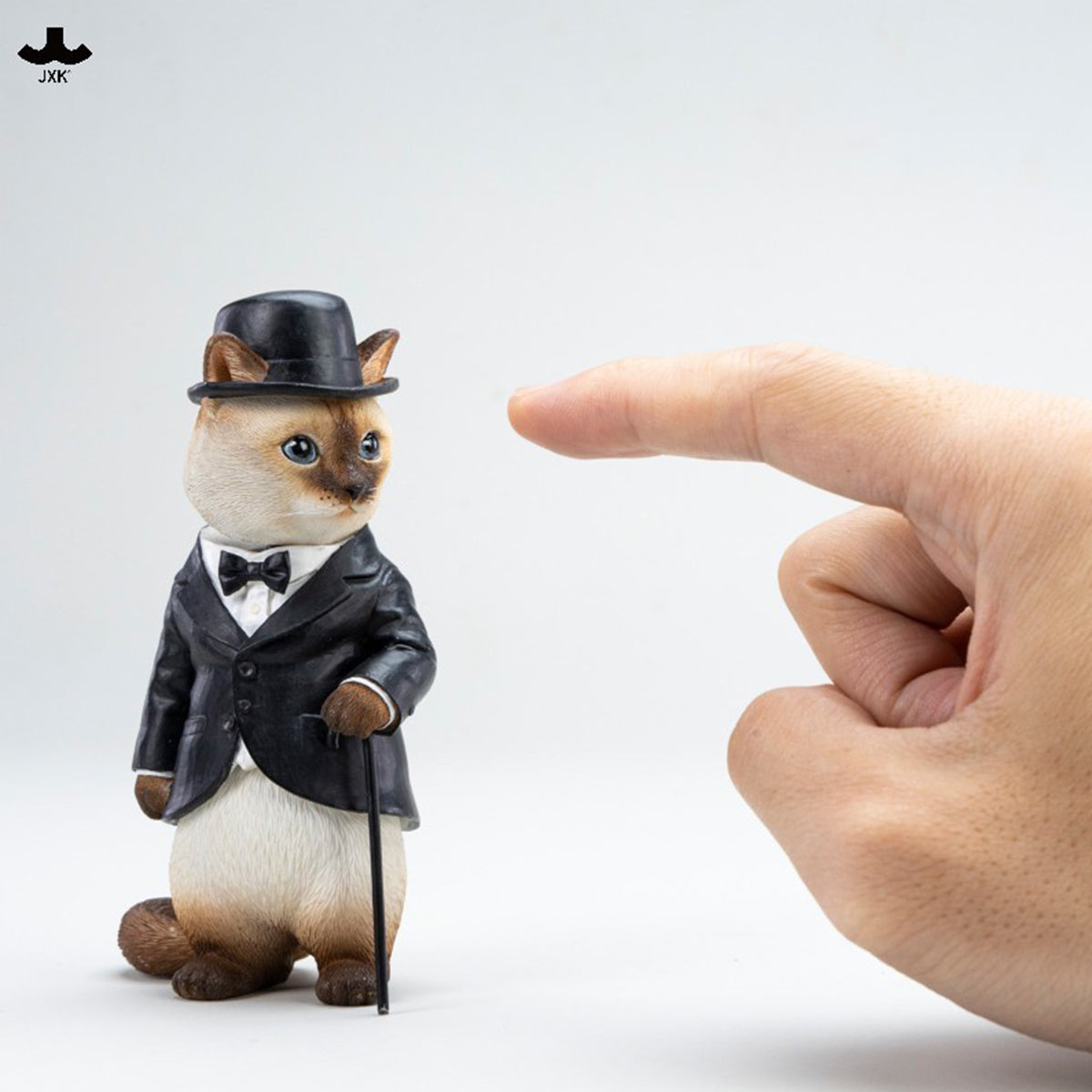JXK Chaplin Cat (JXK344) Static Expertly Hand-Painted Lifelike Animal Figurine