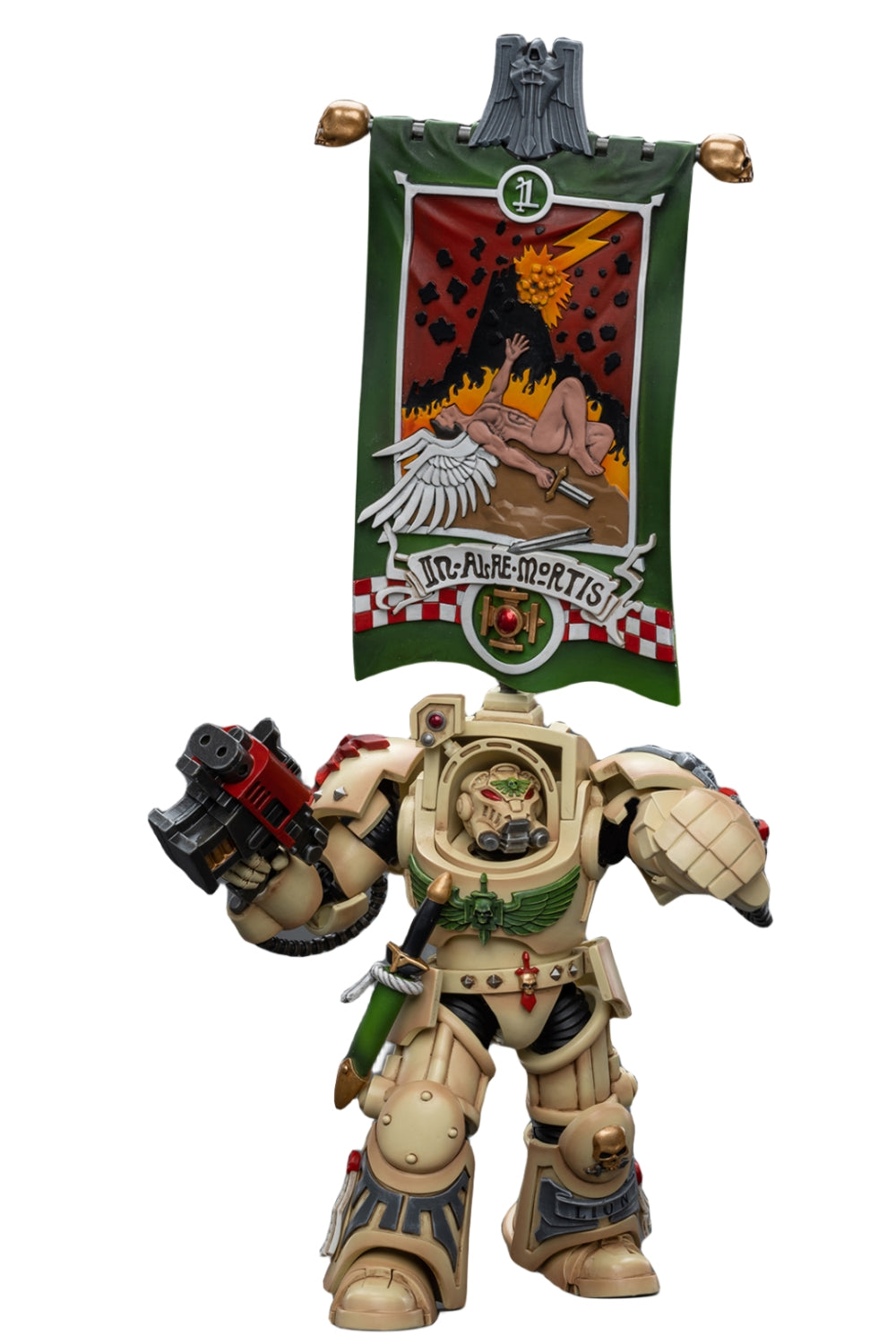 Figurine de collection JoyToy JT9176 40K : Dark Angels Deathwing Ancient avec bannière de compagnie, figurines d'action à l'échelle 1:18