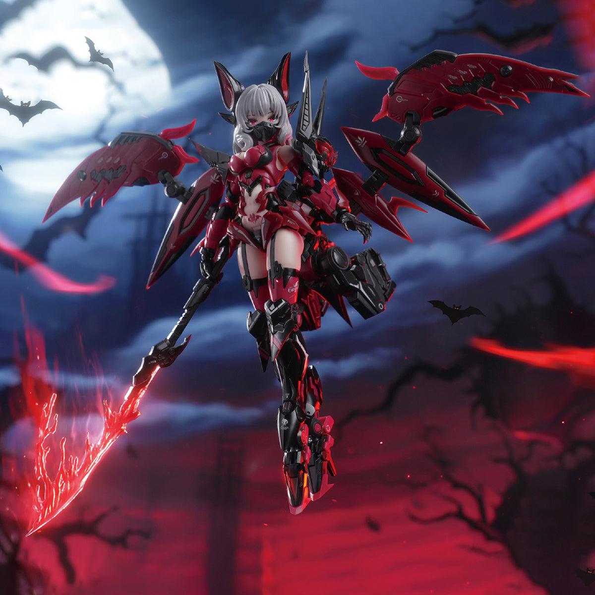 Kits de modelos de plástico E-Model: Camilla de la Noche Infinita (versión normal), Chica ATK, Mecha Musume, figuras de acción coleccionables estilo anime a escala 1:12