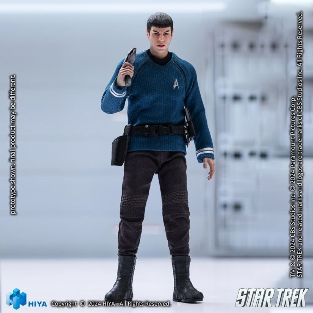 Coffret complet HIYA : Star Trek 2009, Spock, style science-fiction, figurine miniature à l'échelle 1:12