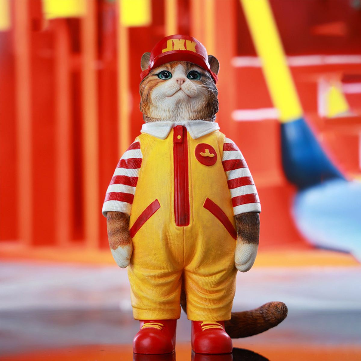 JXK Clown Cat Static Expertly Hand-Painted Lifelike Animal Figurine