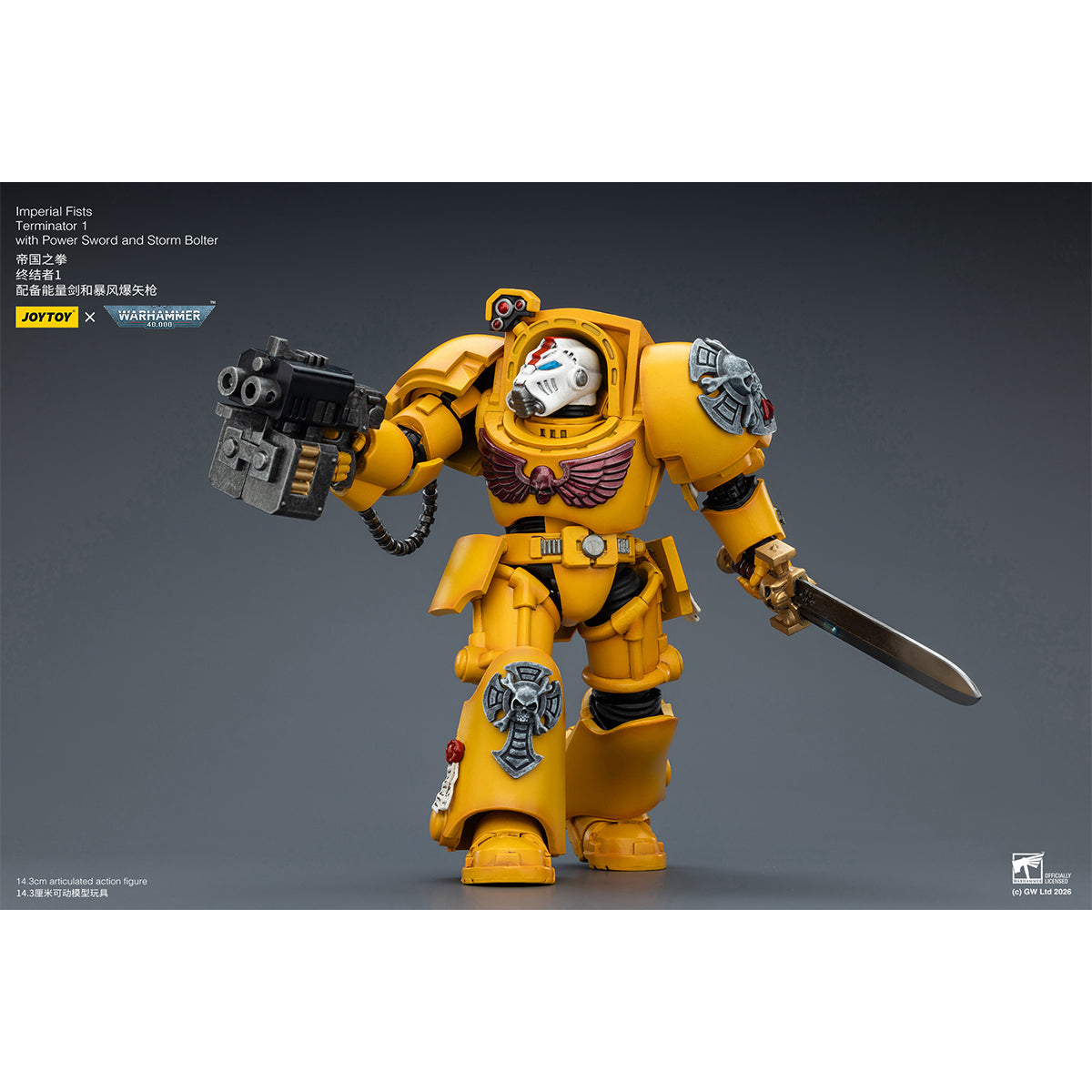 JOYTOY Warhammer 40,000 Imperial Fists Terminator with Power Fist and Assault Cannon & with Power Fist and Storm Bolter & with Power Sword and Storm Bolter Action Figure