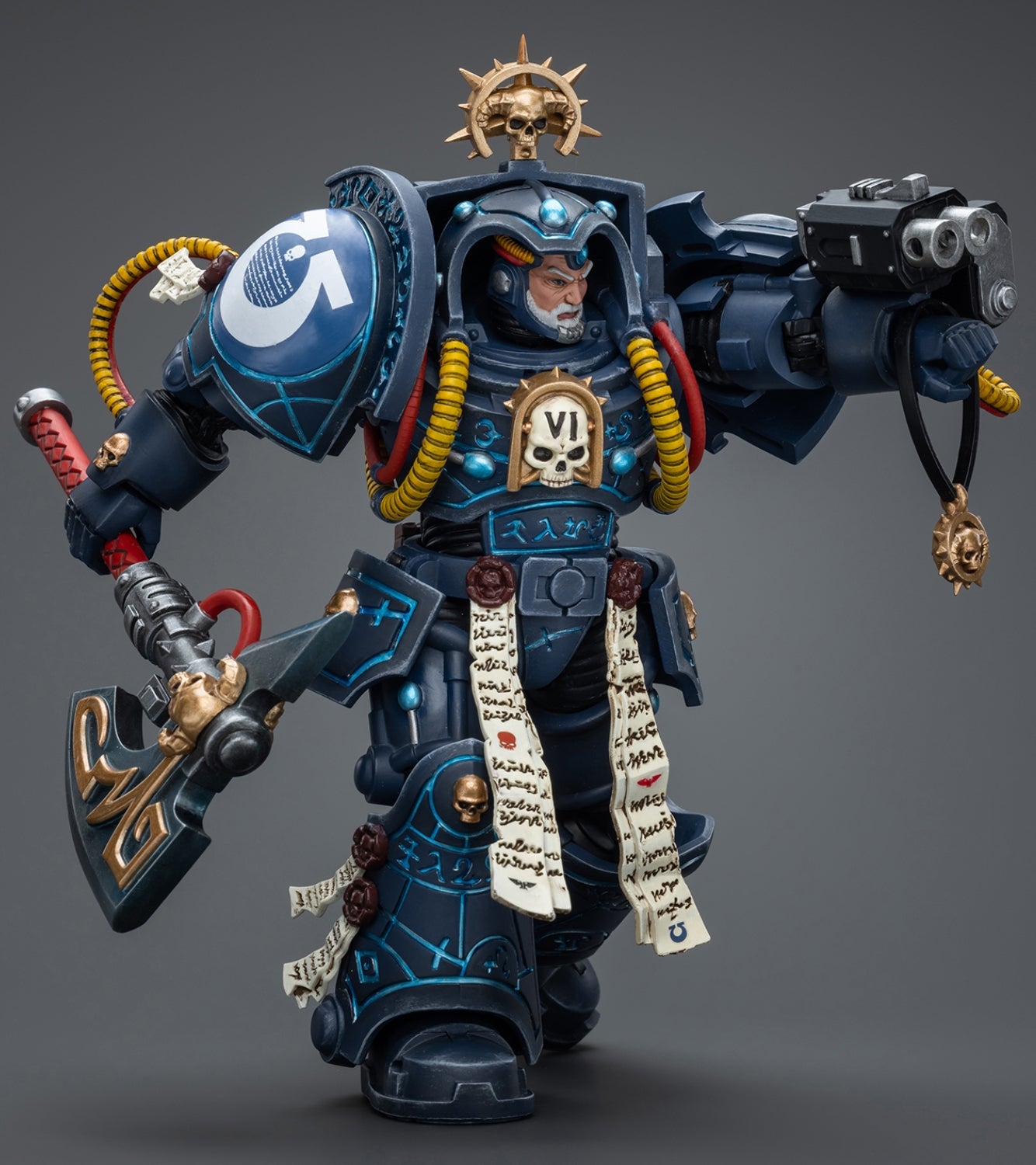 Figurine de collection JoyToy 40K : Bibliothécaire des Ultramarines en armure Terminator, échelle 1:18, JT9794