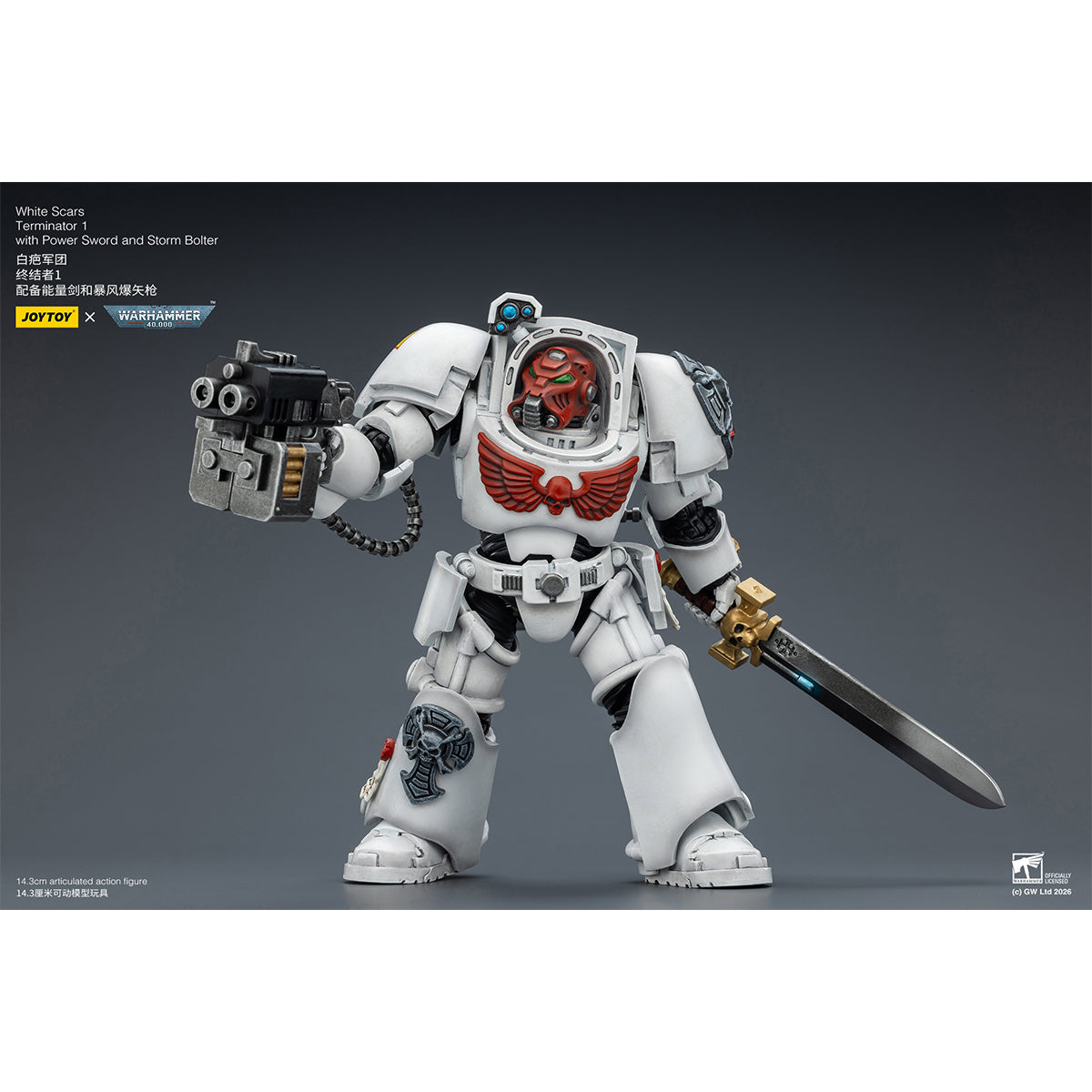 JOYTOY Warhammer 40,000 White Scars Terminator with Power Fist and Assault Cannon & with Power Fist and Storm Bolter & with Power Sword and Storm Bolter Action Figure