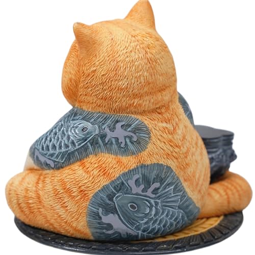 Figura de gato coleccionable JXK: Morir es tan natural como vivir, pintada a mano por expertos, resina realista y segura, figura de animal en miniatura a escala 1:12