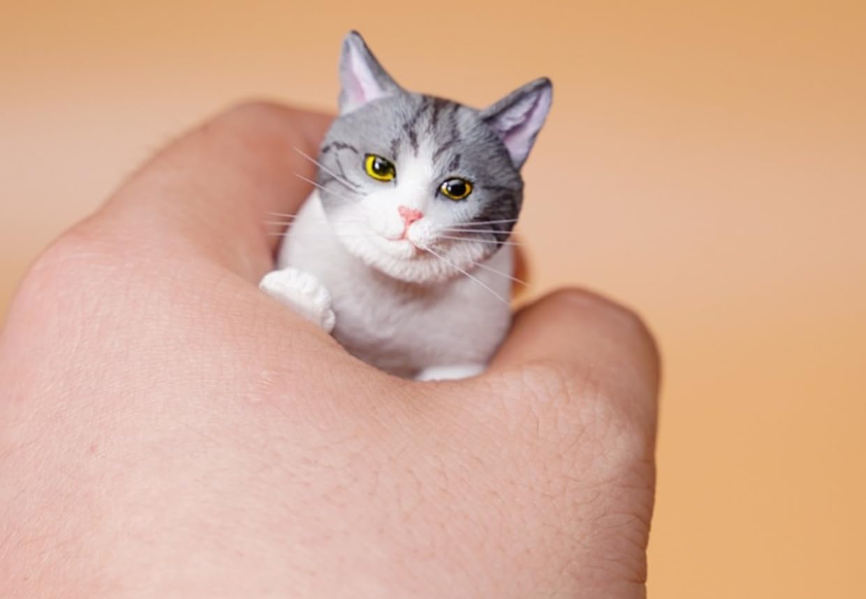Figurine de chat de collection JXK : les chats mangent de la nourriture, peinte à la main par des experts, réaliste, en résine sûre, figurine animale miniature à l'échelle 1:6