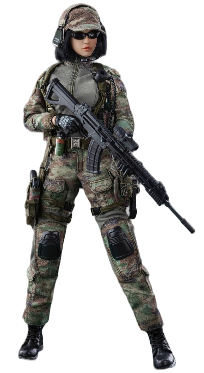 Figura coleccionable femenina FLAGSET: Tiradora de precisión, Niya, estilo militar y diseño de globo ocular móvil, miniatura a escala 1:6