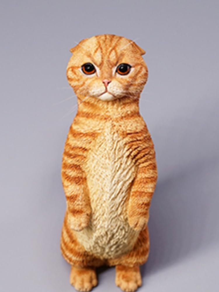 Figura de gato coleccionable JXK: Scottish Fold, pintada a mano por expertos, realista, resina segura, miniatura a escala 1:6