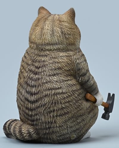 Figura de gato coleccionable JXK X Coming: Hammer Gang, pintada a mano por expertos, realista, resina segura, figura de animal en miniatura a escala 1:4
