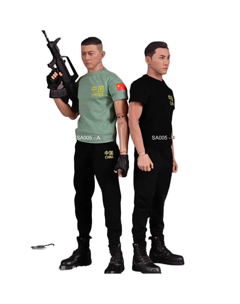 Ropa para muñeco masculino a escala 1/6: Conjunto de entrenamiento especial para aficionados militares verdes para figura de acción coleccionable de 12 pulgadas SA005 (A)