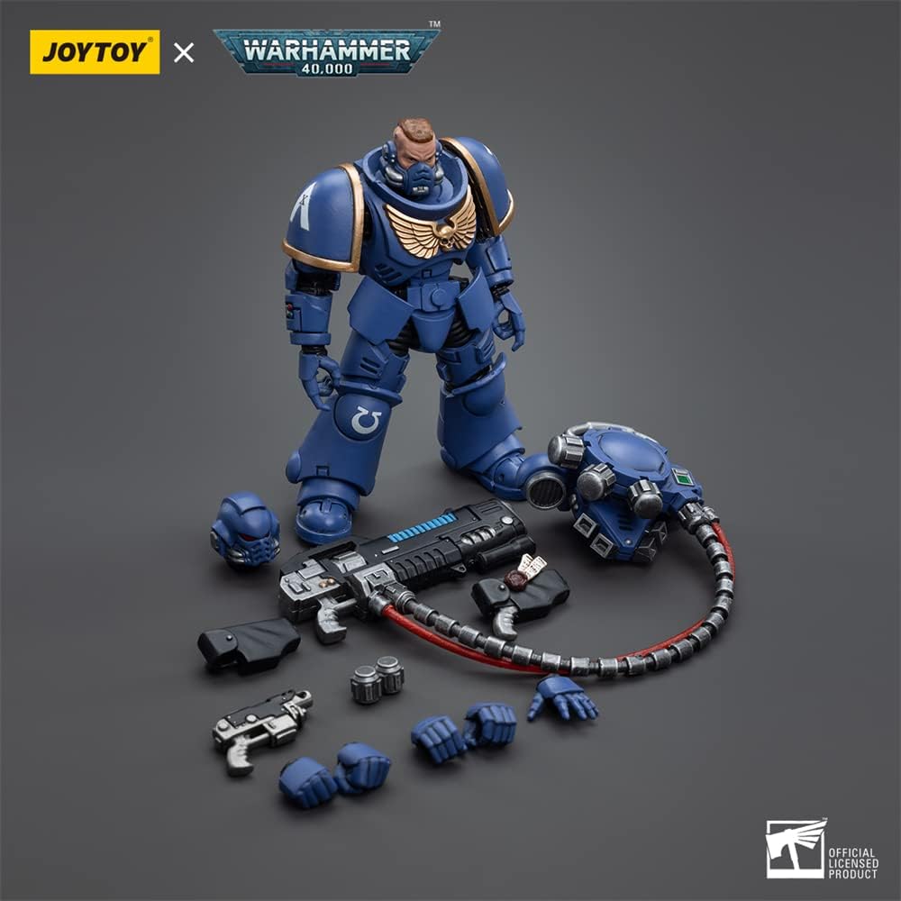 JoyToy - Figurines d'action de science-fiction Warhammer 40K sous licence officielle à l'échelle 1/18, série complète Ultramarine Hellblasters Brother Paxor