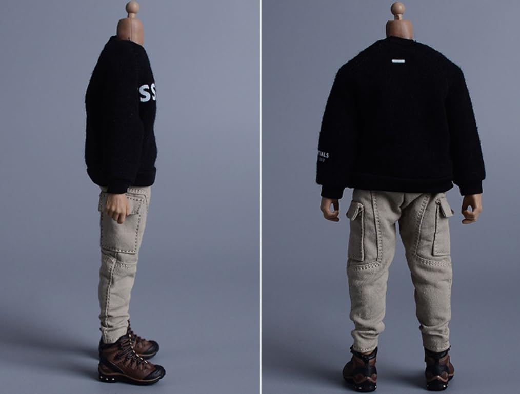 Figura a escala 1/12 Ropa para muñeca: Pantalones estrechos de color blanco grisáceo Accesorio coleccionable