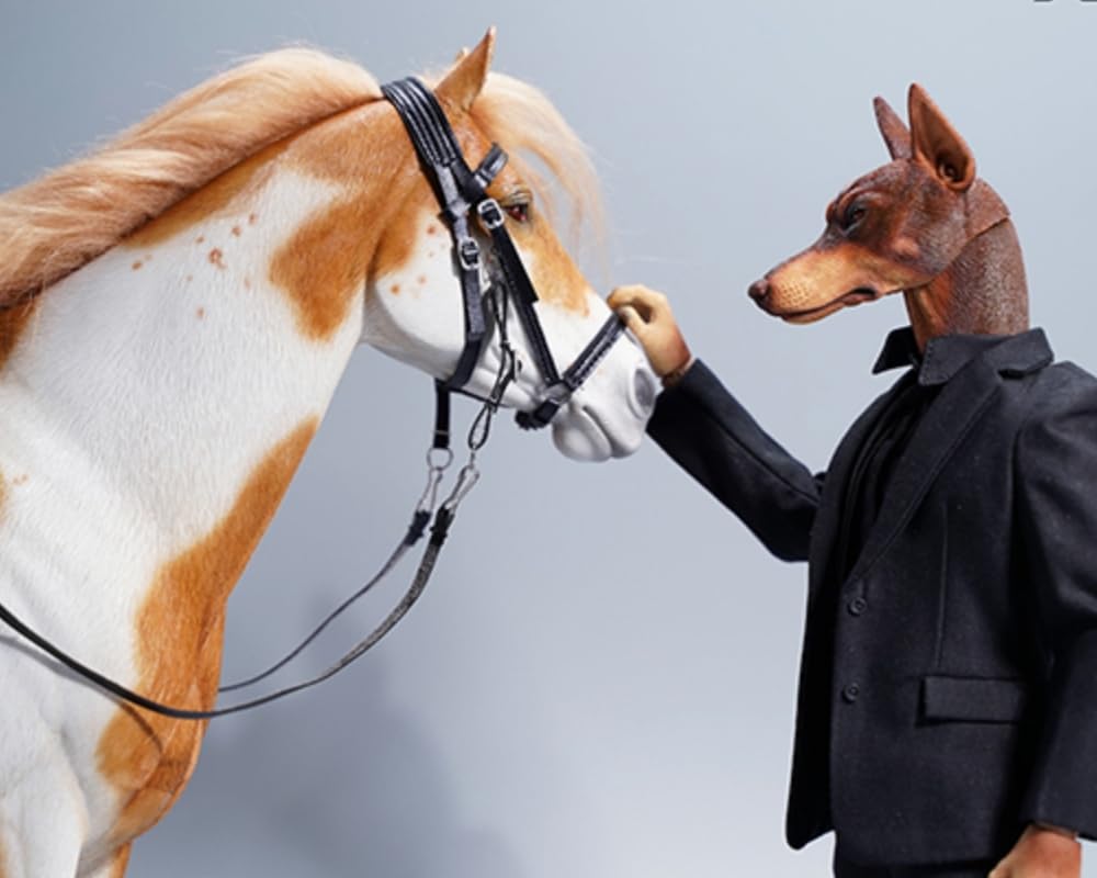 Figura de caballo coleccionable JXK: Caballo americano de pintura blanca pardusca, pintado a mano por expertos, resina realista y segura, miniatura a escala 1:6.