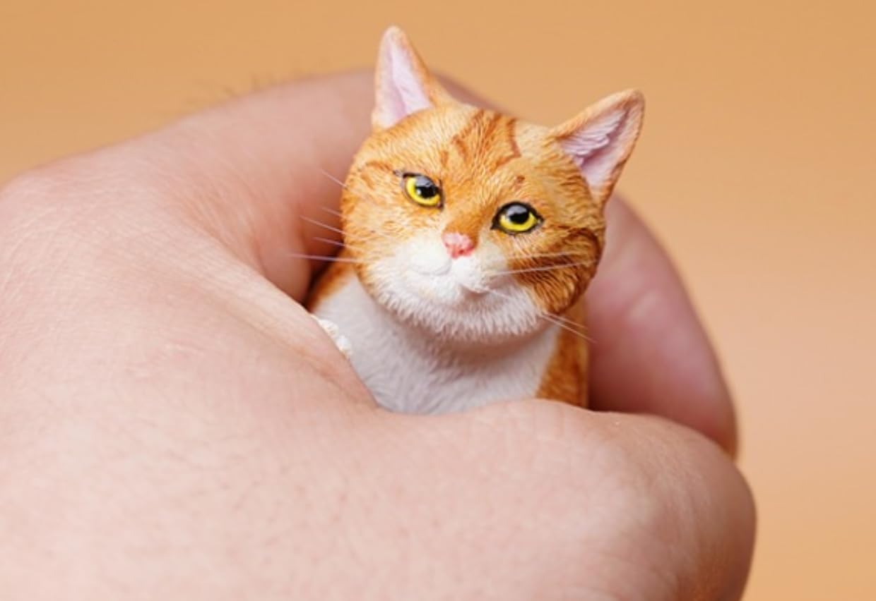 Figurine de chat de collection JXK : les chats mangent de la nourriture, peinte à la main par des experts, réaliste, en résine sûre, figurine animale miniature à l'échelle 1:6