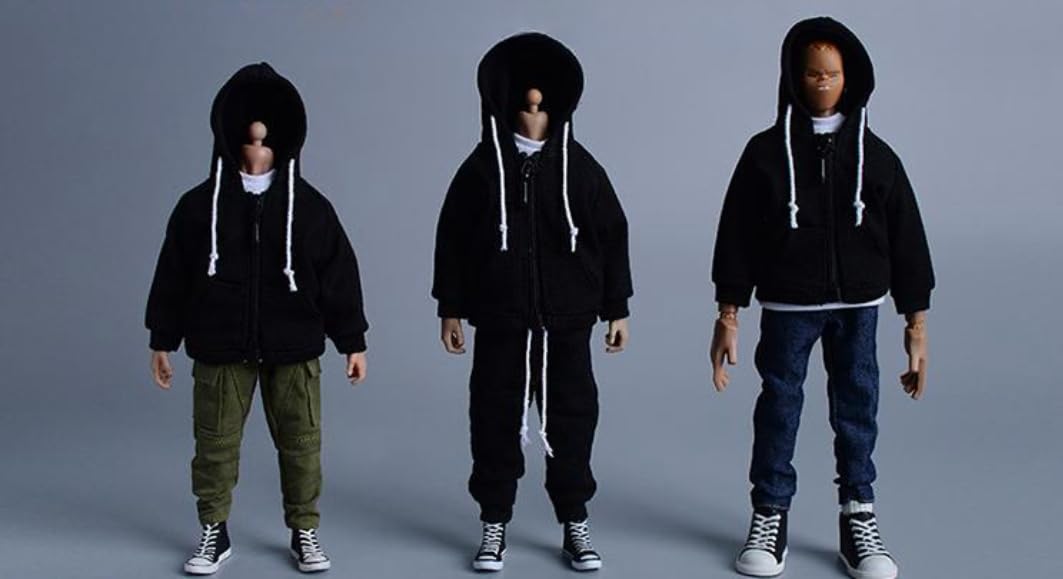 Ropa para muñecas a escala 1/12: sudadera con cremallera y capucha, accesorio coleccionable.
