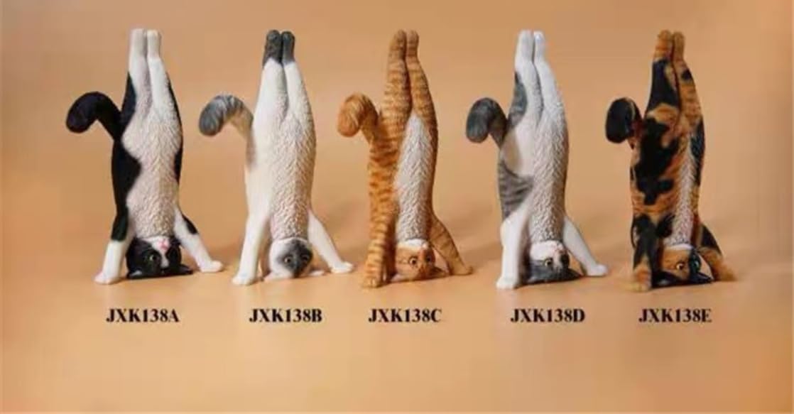 Figura de gato coleccionable JXK: Gato yoga, pintada a mano por expertos, realista, resina segura, miniatura a escala 1:6